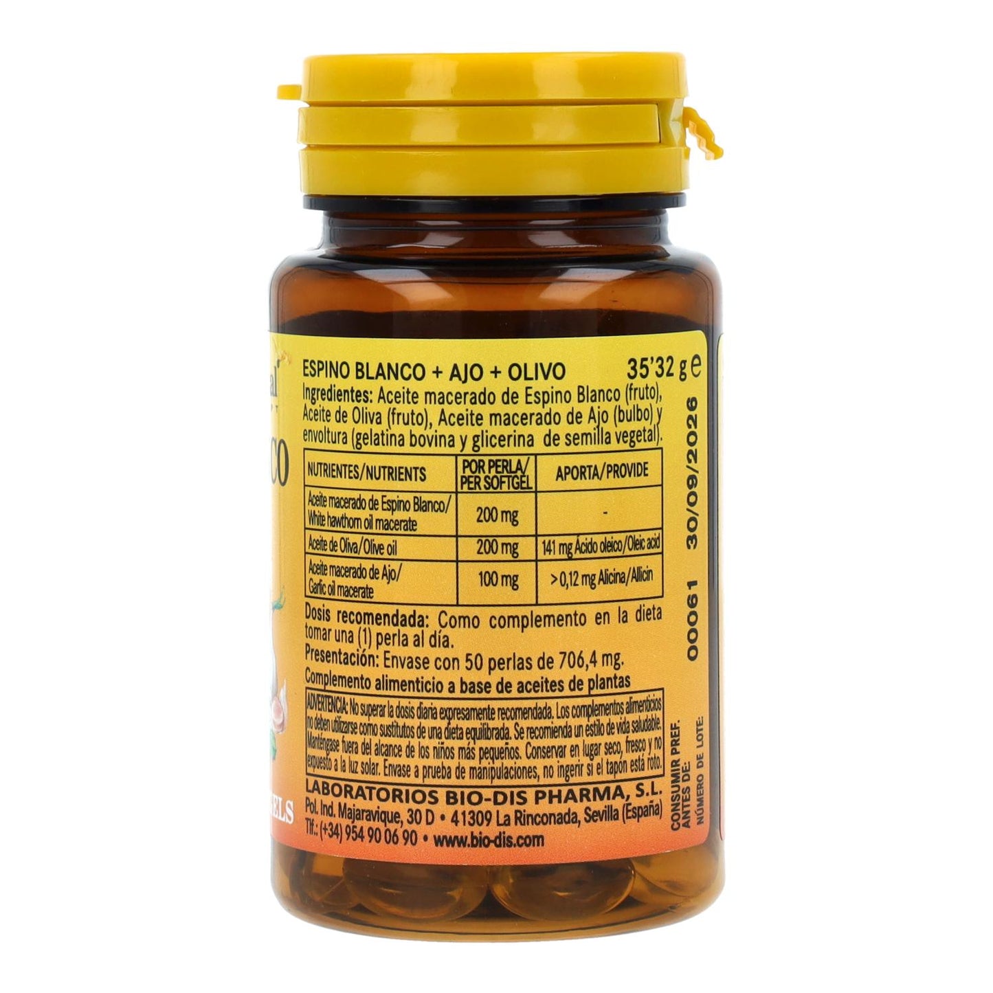 Espinheiro, alho e azeitona 500 mg Nature Essential 50 pérolas