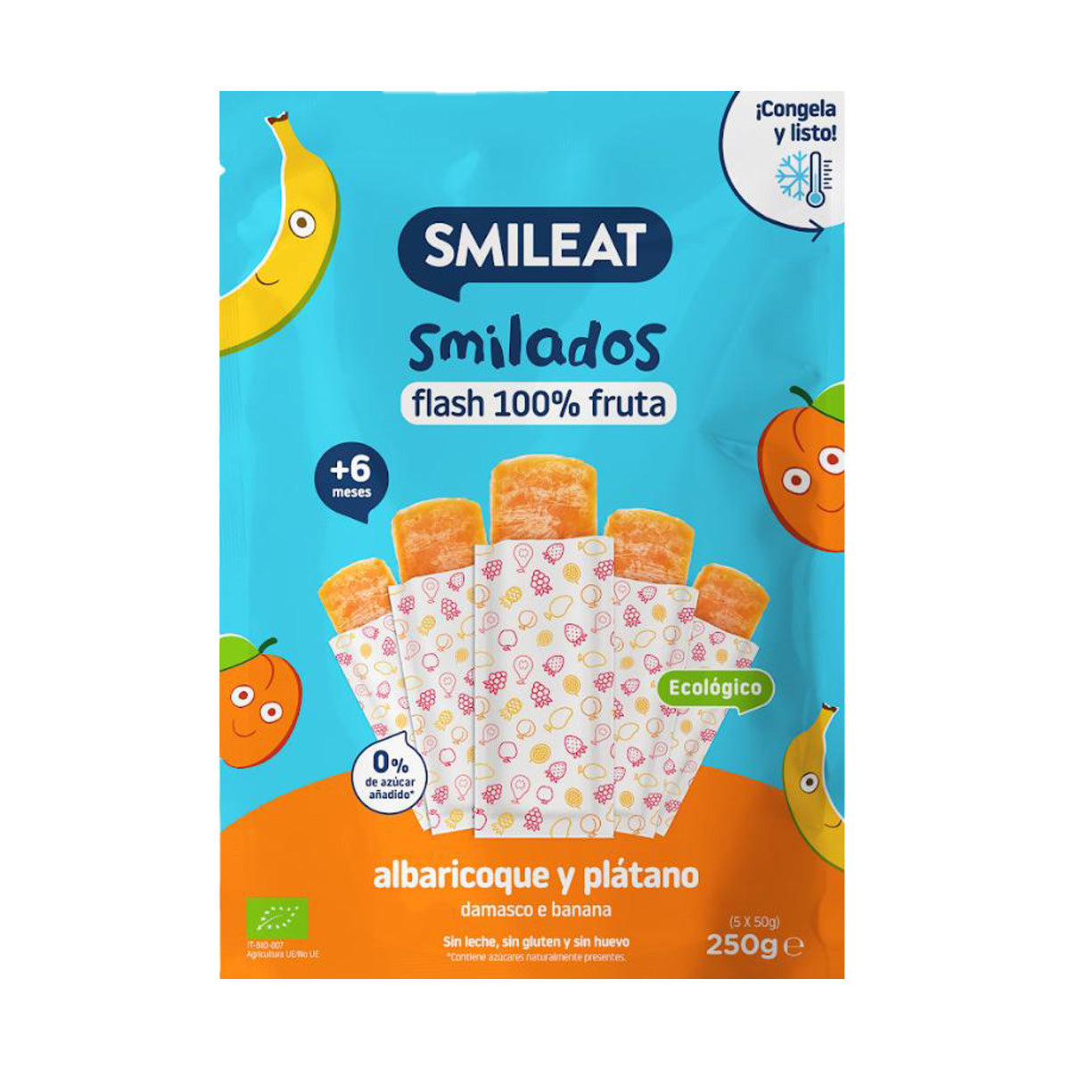 Pack Mix SMILADOS helados flash infantiles 100% fruta BIO Smileat 3 uds de 250 g