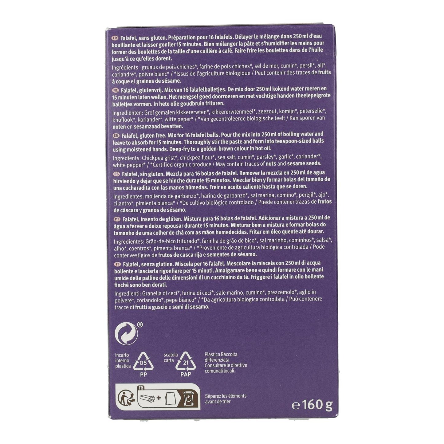 Falafel sem glúten Bauckhof 160 g