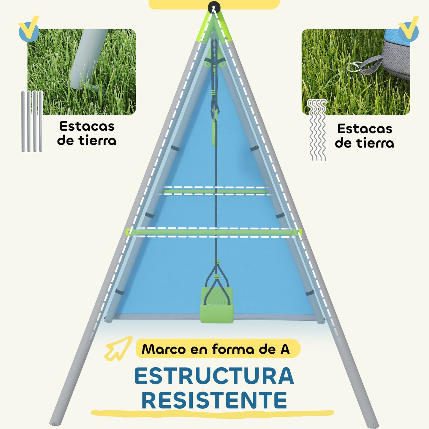 Aiyaplay Columpio Para Niños De +3 Años 3 En 1 Verde_5