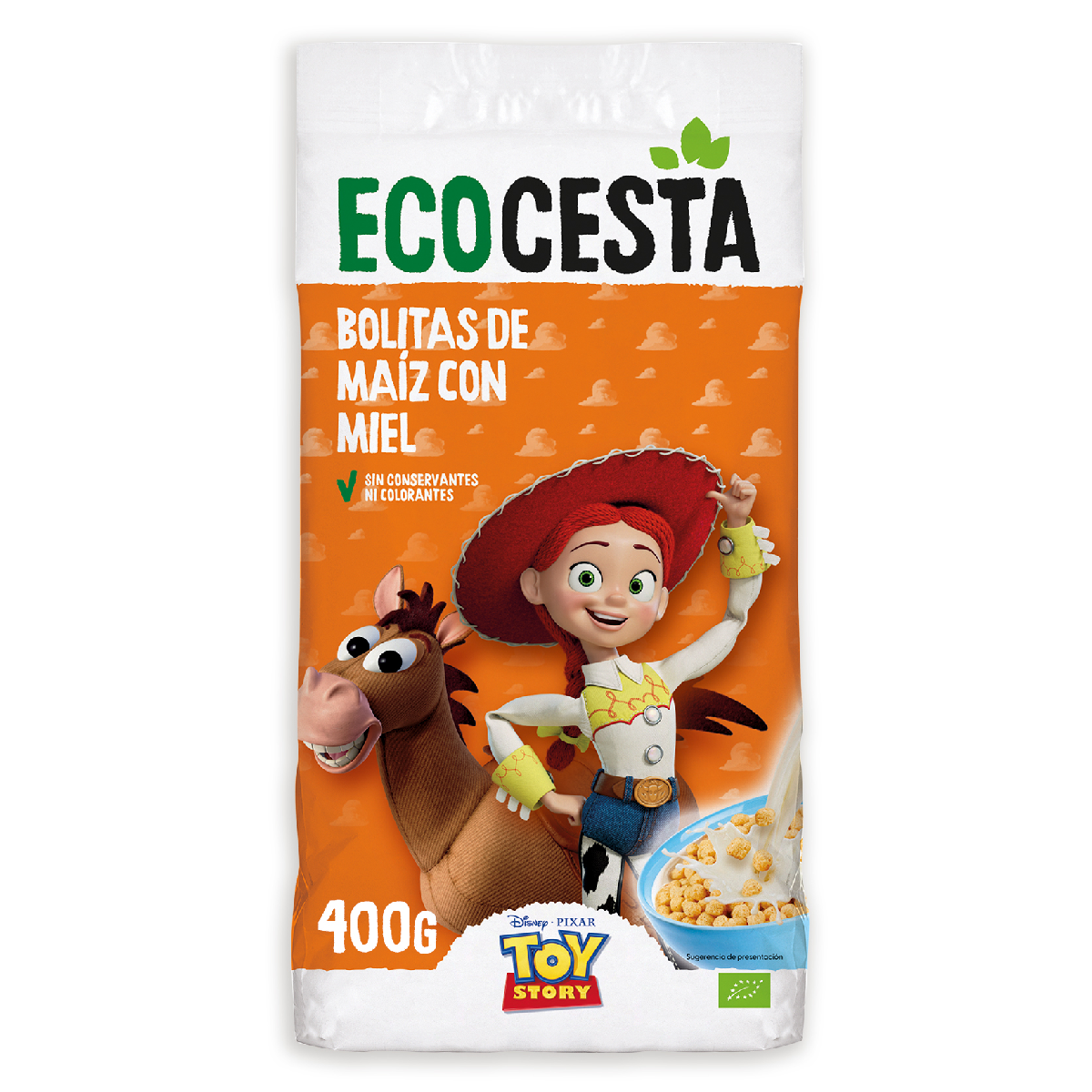 Bolas de milho biológicas para crianças com mel, edição Disney, Ecocesta, 400 g