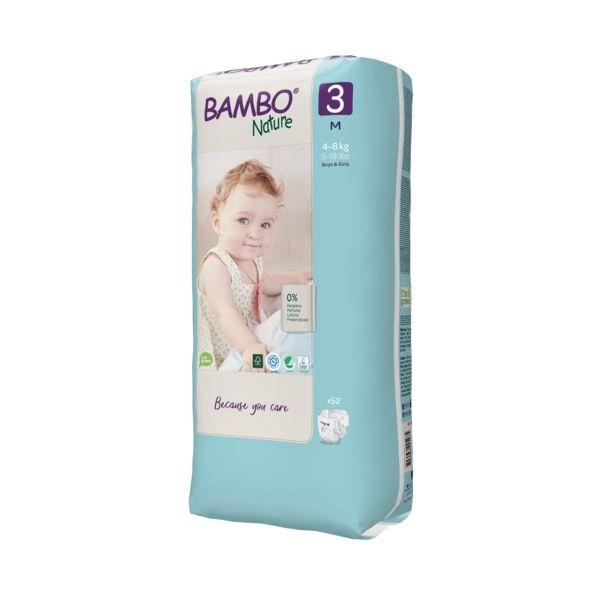Fralda T3 midi (4-8Kg) Bambo Nature 52 unidades