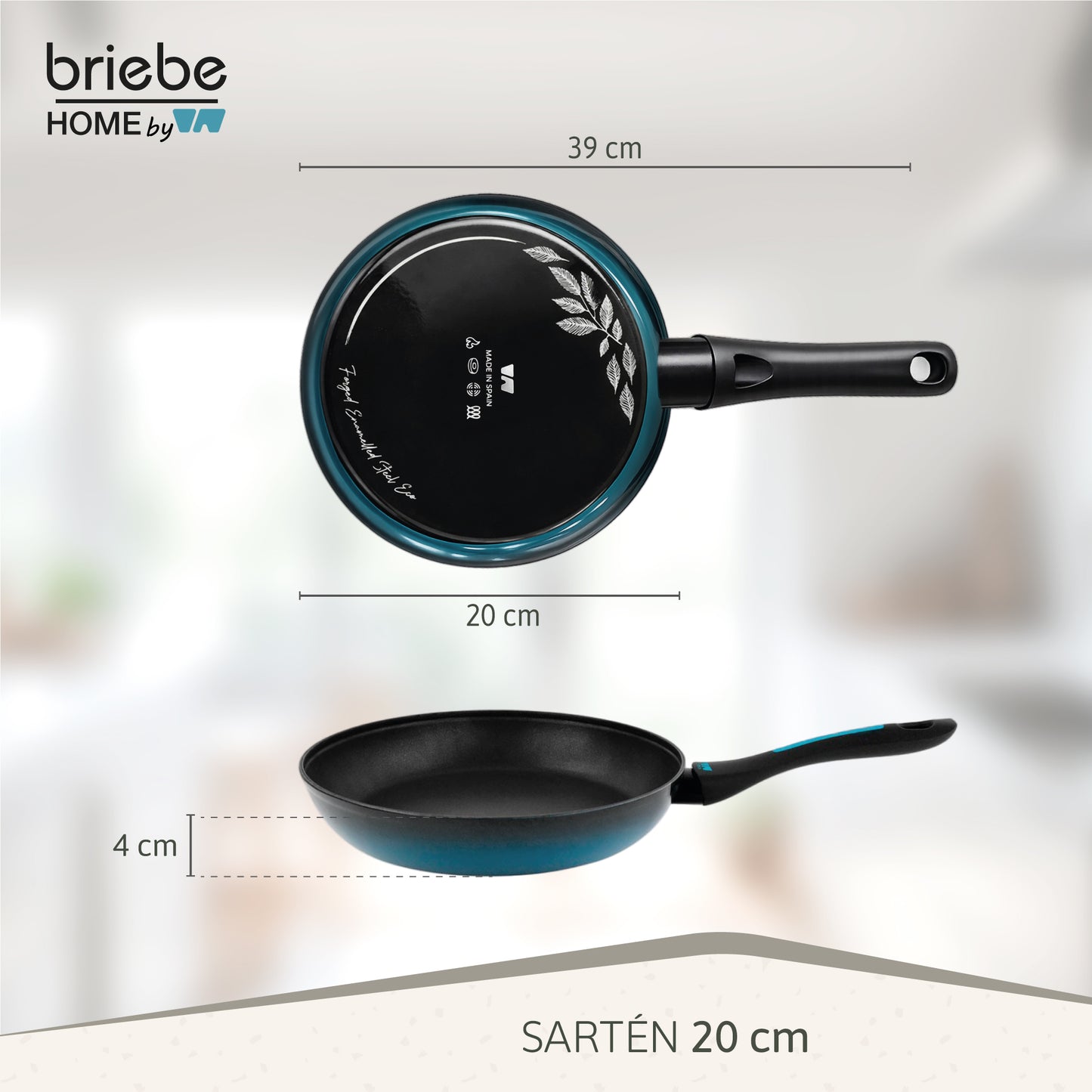 Briebe Sartén Inducción Acero Forjado 20 Cm Antiadherente Sin Pfoa, Todas Cocinas, Fabricada En España, Mare, Azul_5