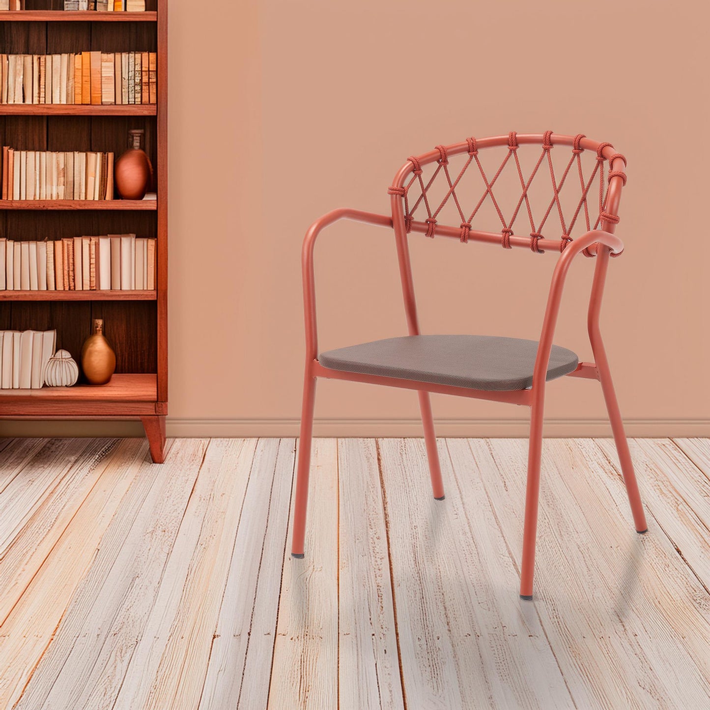 Silla De Exterior Esso Beige Y Naranja - Aluminio Ligero Y Resistente 60x80x105cm - Well Home_2