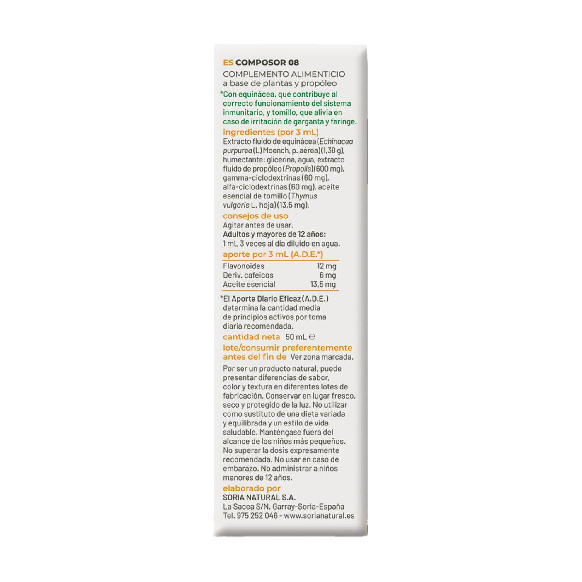 Embalagem de 3 Composor 8 Siglo XXI Echina Soria Natural, 50 ml