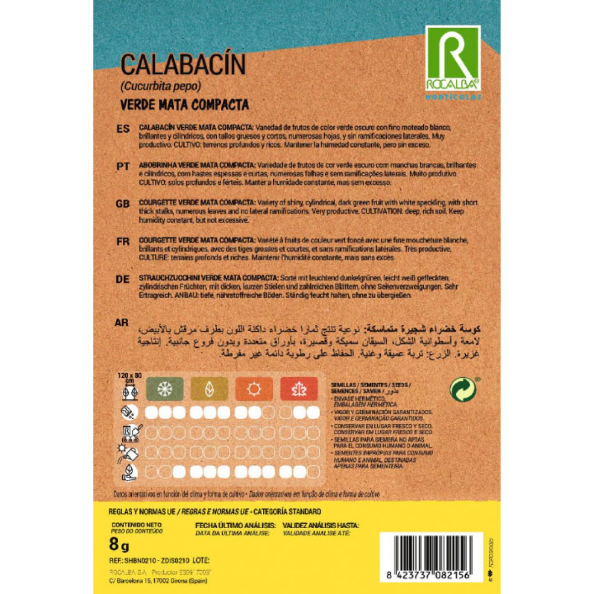 Sementes compactas de curgete verde