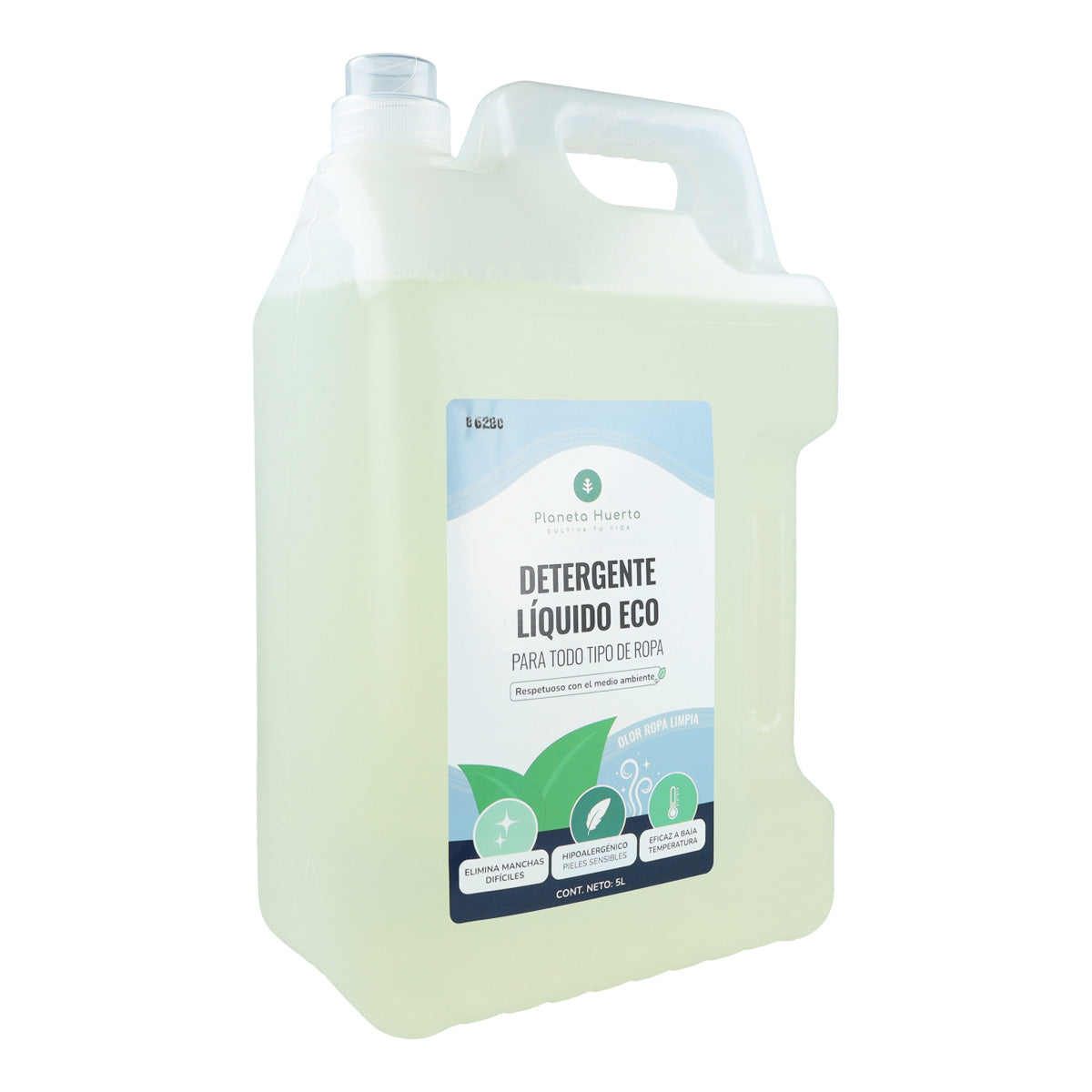 Detergente líquido para roupa Planeta Huerto Eco com aroma natural de roupa lavada, 5 litros