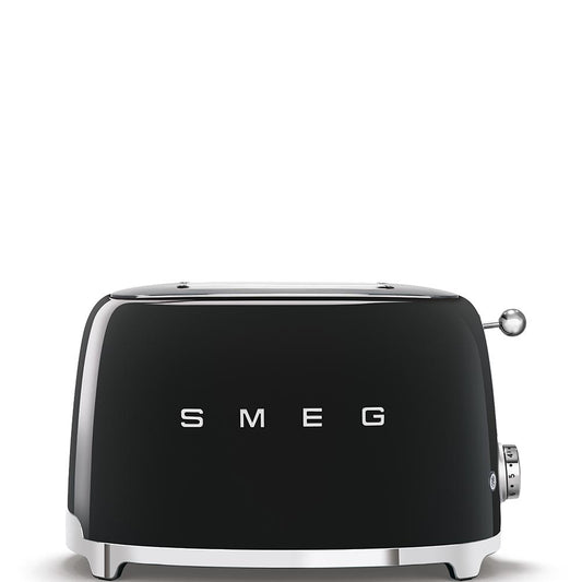 Torradeira SMEG com 2 compartimentos, estilo anos 50, preta mate