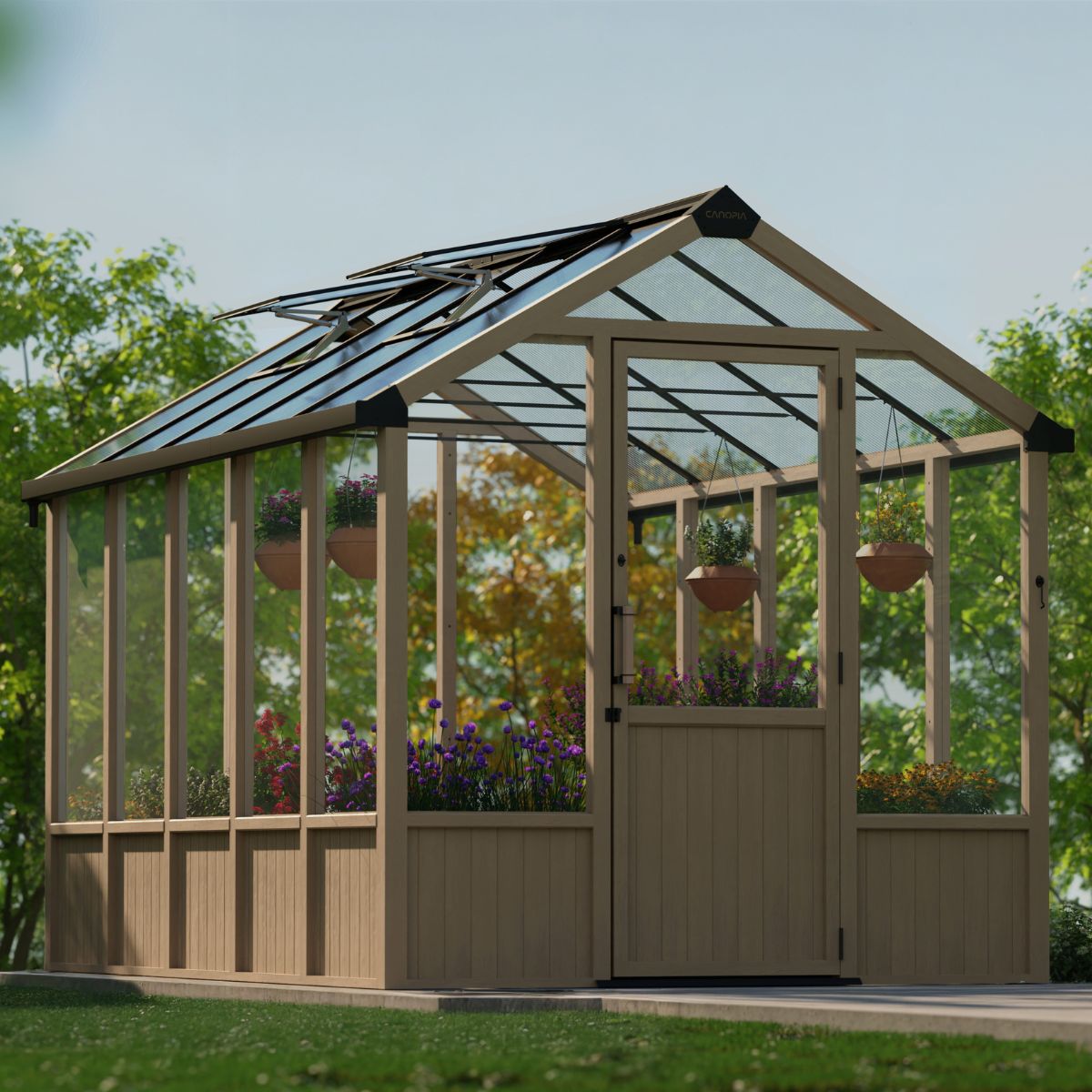 Estufa de Jardim Canopia NATURA Dupla Camada Policarbonato e Madeira de Cedro 360x237,5x261 cm Preto