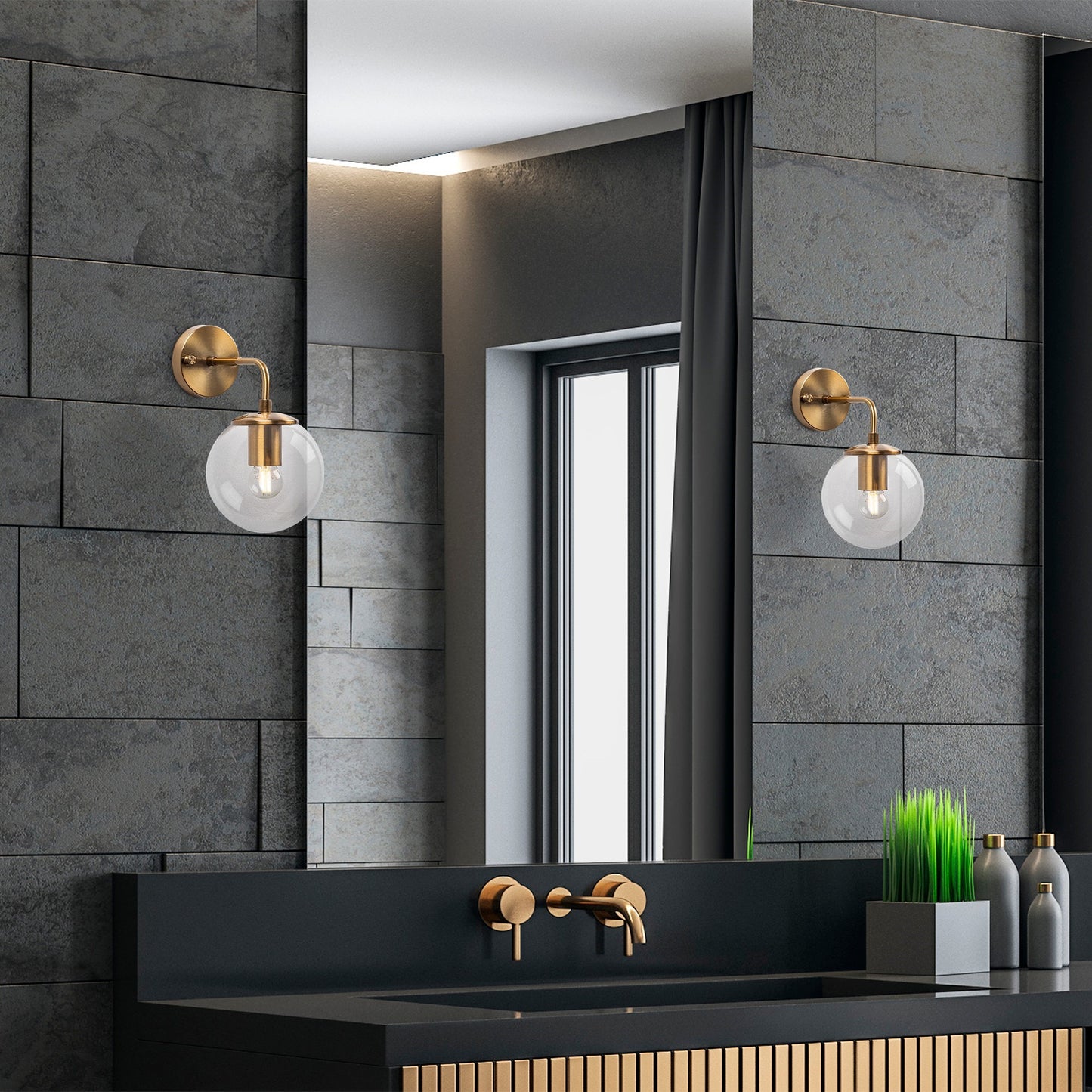 Aplique De Pared Pantalla Transparente, Metal , Vintage, 15x27x25, Casquillo E14 Max 40 W