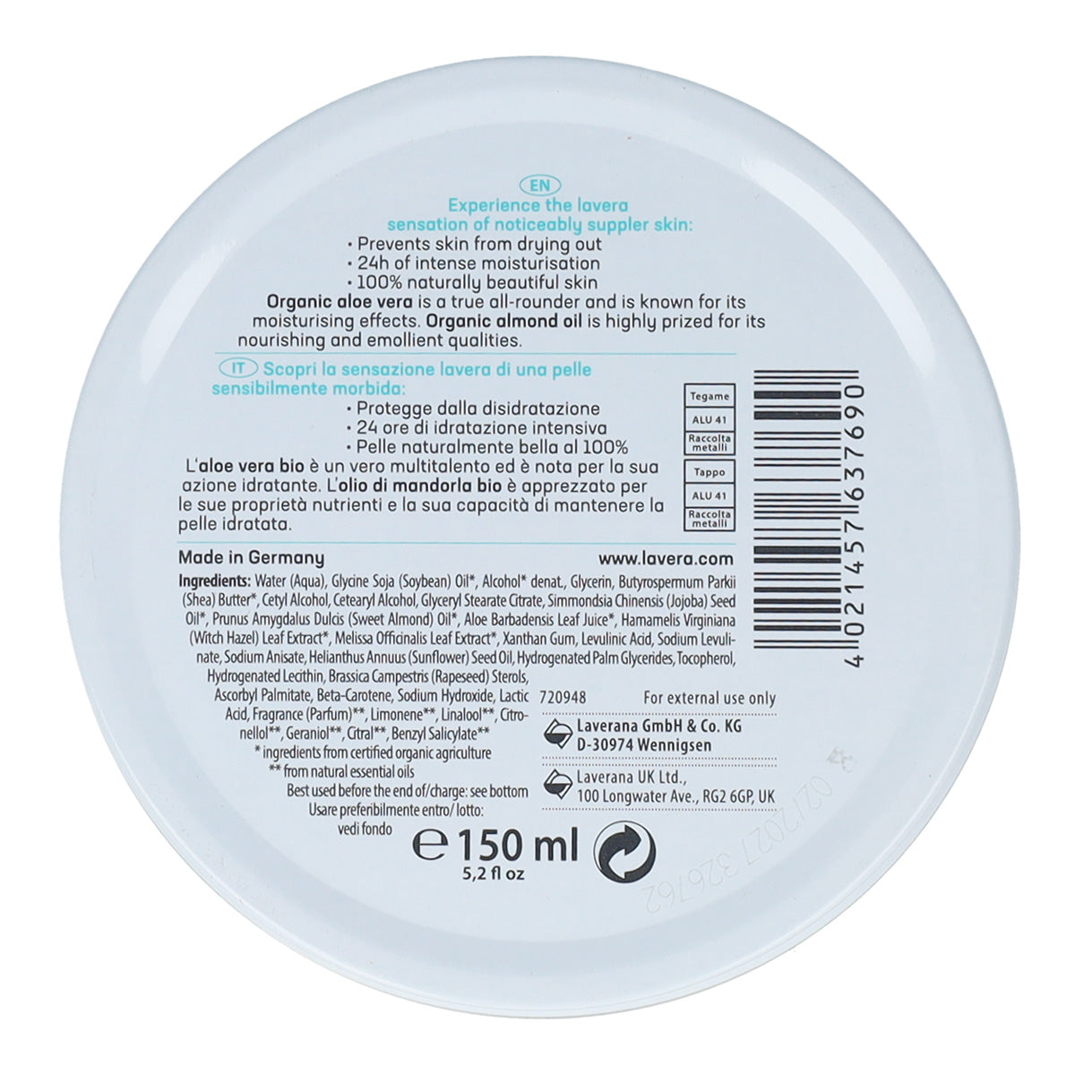 Sensitiv Bio Lavera Creme Facial e Corporal 150 ml