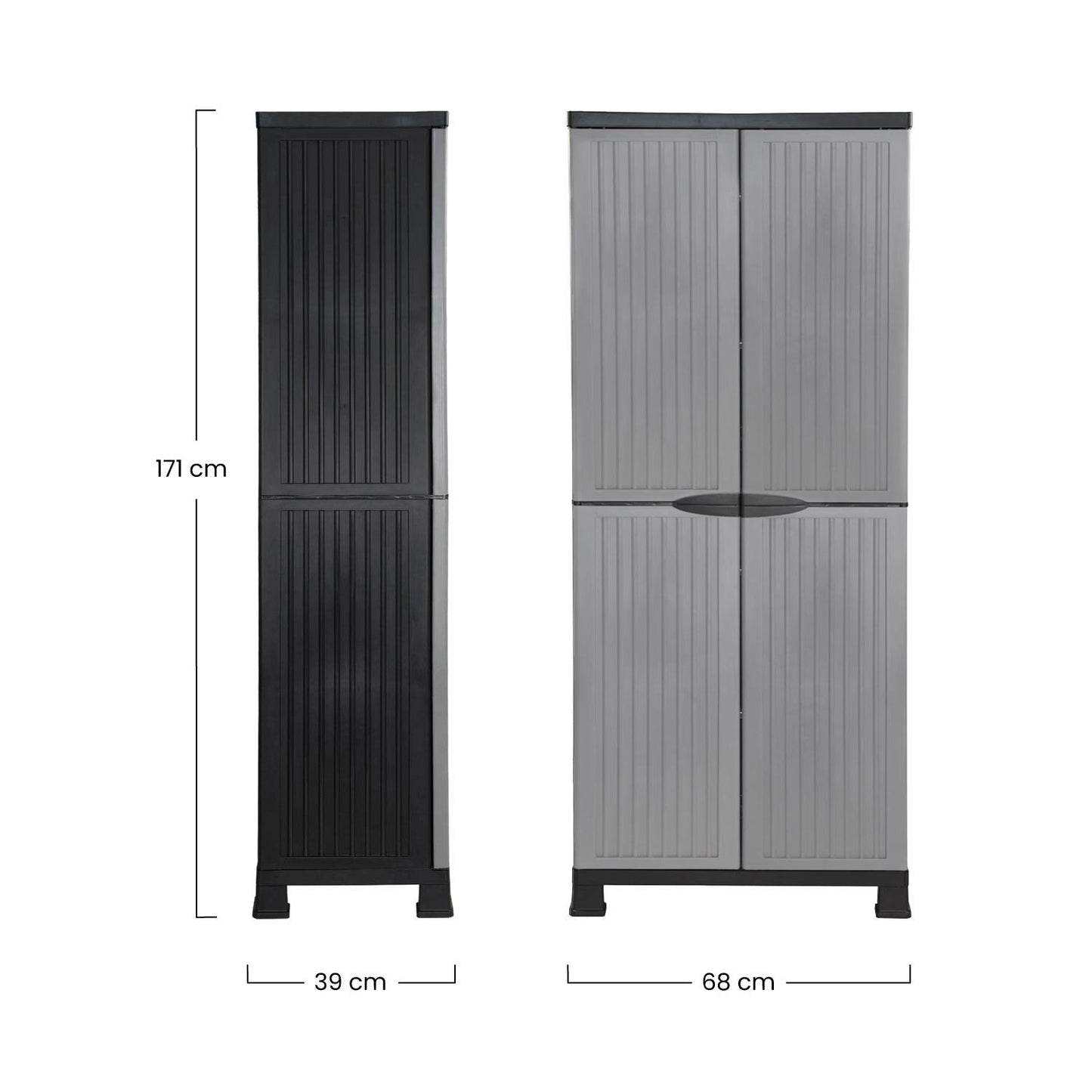 Armario De Resina Exterior Con Escobero Y 4 Baldas 171x68x39cm O91_5