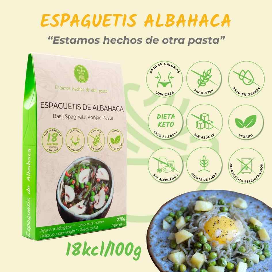 Esparguete Konjac com manjericão The Konjac Shop 270g