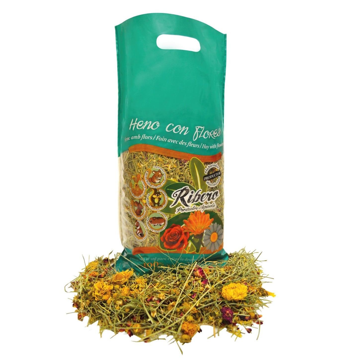 Feno com Flores para Coelhos e Roedores 500 g Ribero
