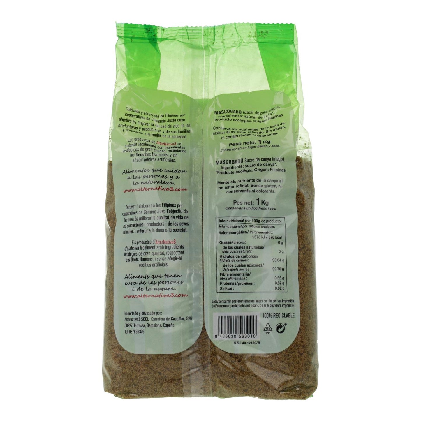 Alternativa ao açúcar de cana Mascobado, 1 kg