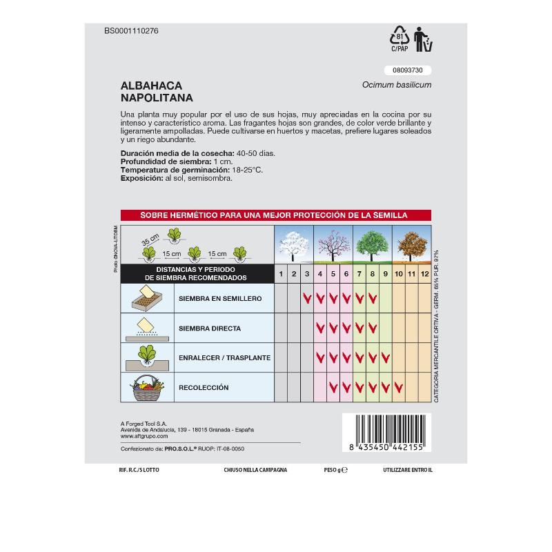 Semillas Aromáticas Albahaca Gigante (5 Gramos) Horticultura, Horticola, Semillas Huerto._1