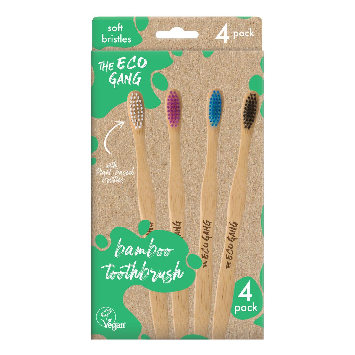 Pack de 4 escovas de dentes macias para adultos The Eco Gang