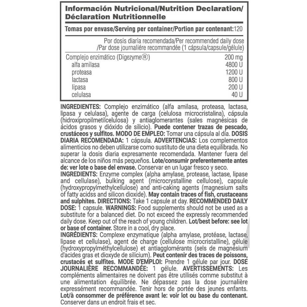 Enzimas Digestivas Digezyme® - 120 Cápsulas Vegetales - Aporta Energía - Masmusculo_5
