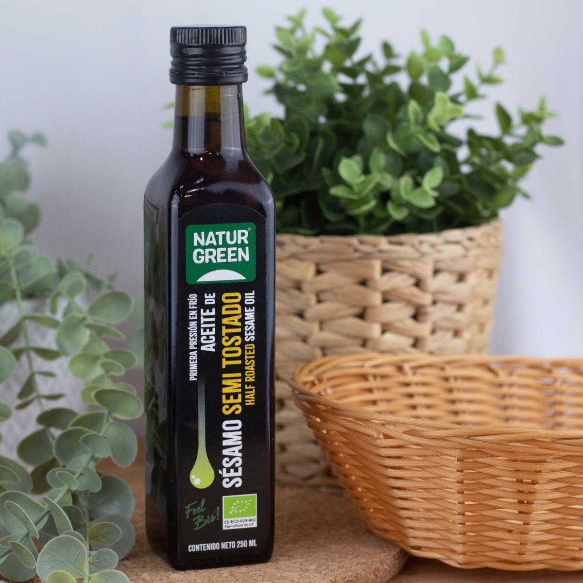 Óleo de sésamo semi-torrado biológico NaturGreen 250 ml.