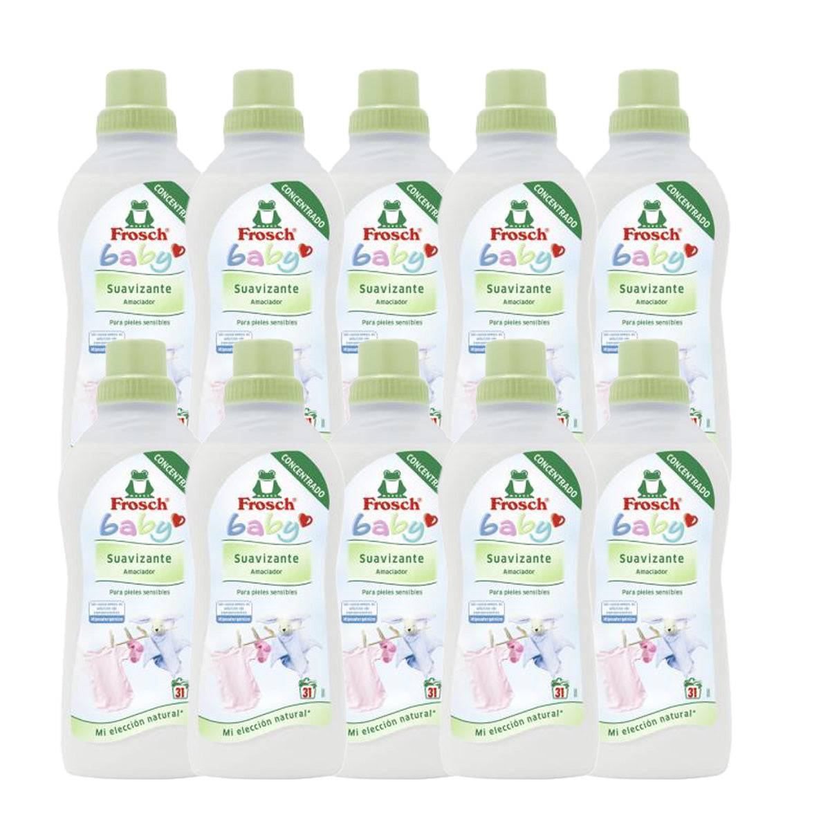 Embalagem com 10x amaciador Baby Frosch 750 ml