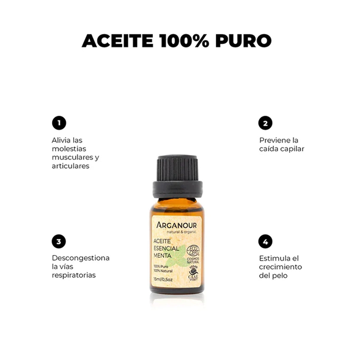 Óleo essencial de hortelã-pimenta 100% puro Arganour 15ml