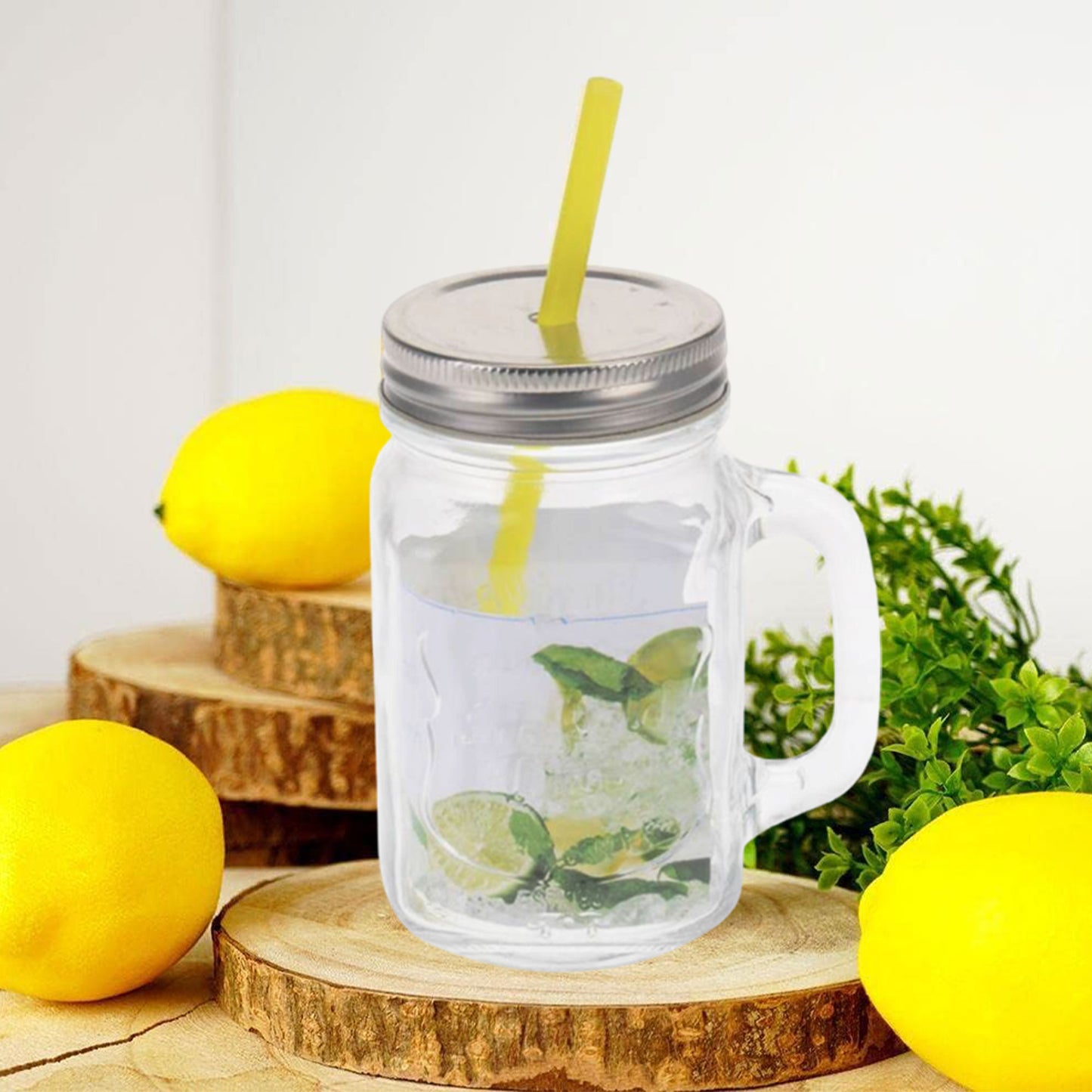 Well Home Vaso De Cristal De 450ml Con Pajita Amarilla_3