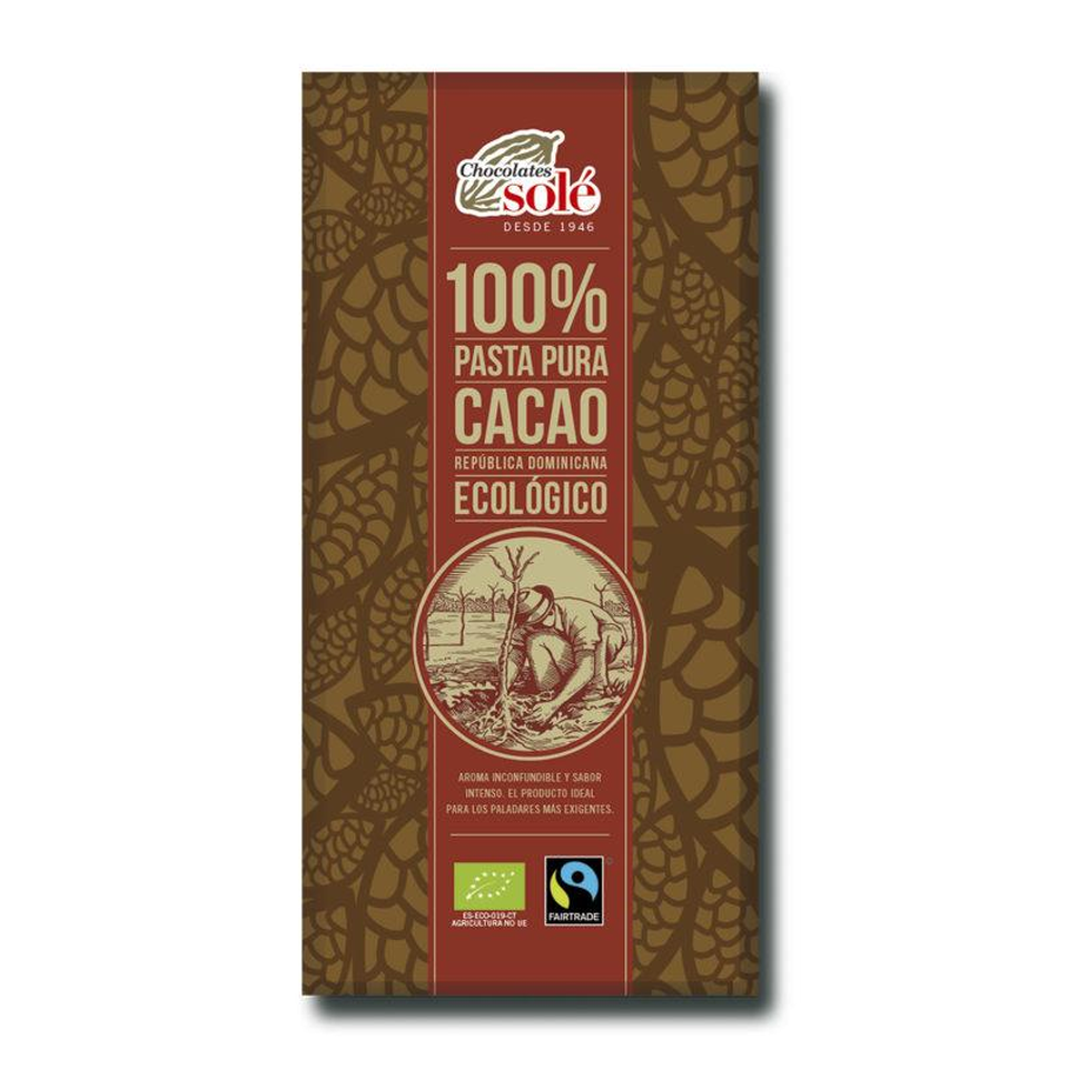 Embalagem de 3x Pasta de Cacau 100% Puro em Tabletes de Chocolates Solé 90 g