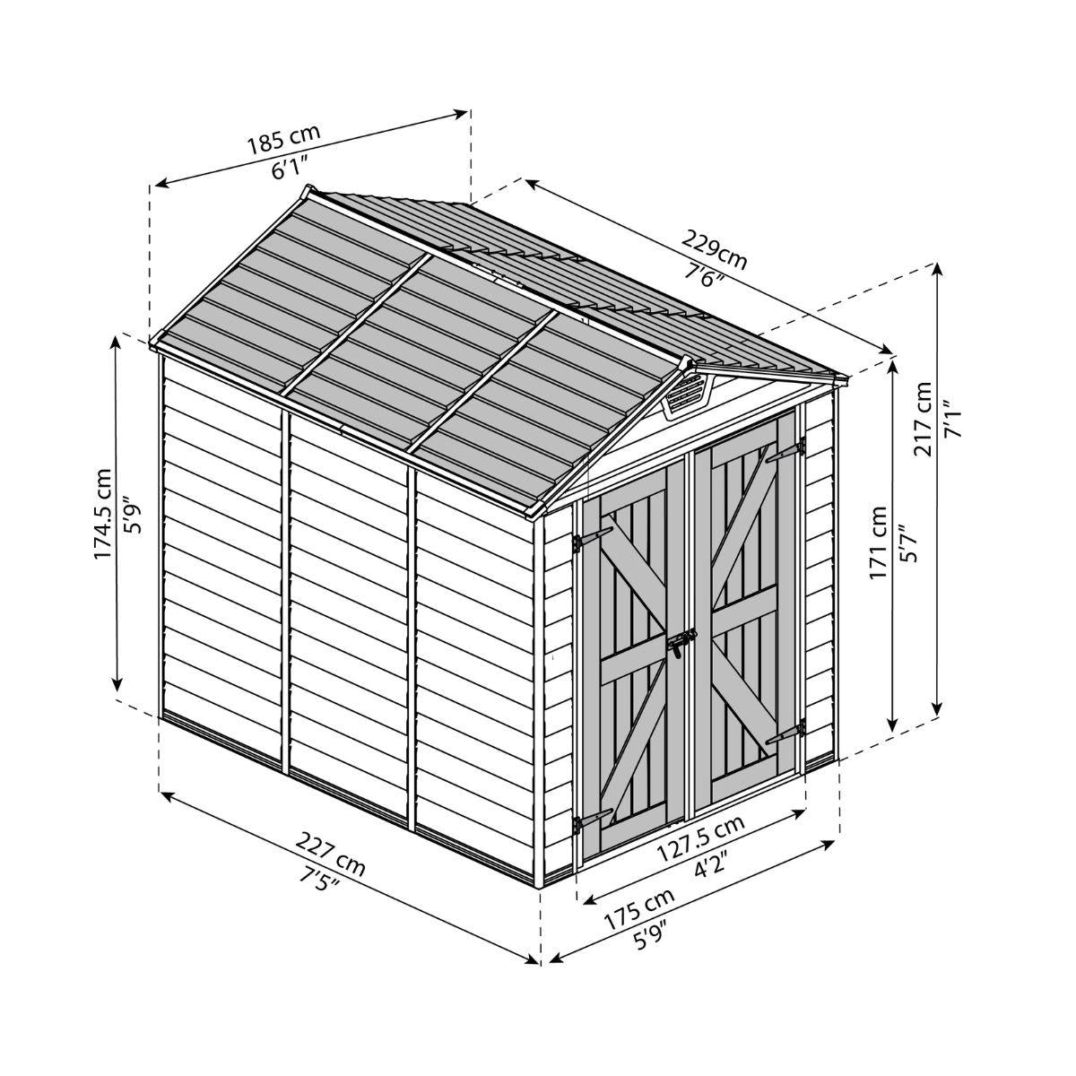 Telheiro de jardim Skylight Deco em cinzento da Palram 185x229 cm