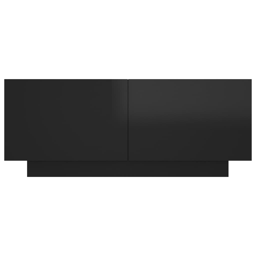 Mesita De Noche Madera De Ingeniería Negro Brillo 100x35x40 Cm_4