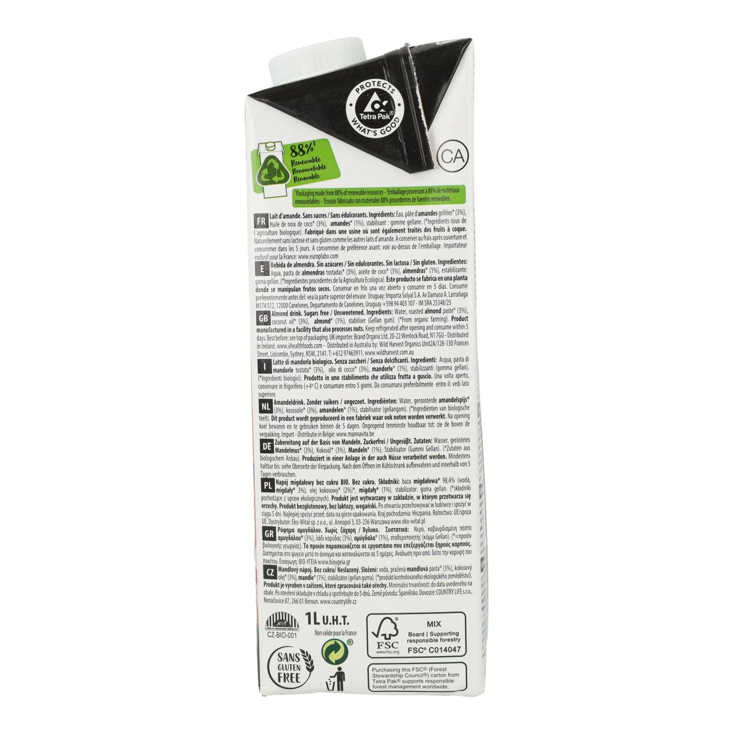 Bebida de Amêndoa Nature KETO BIO EcoMil 1L