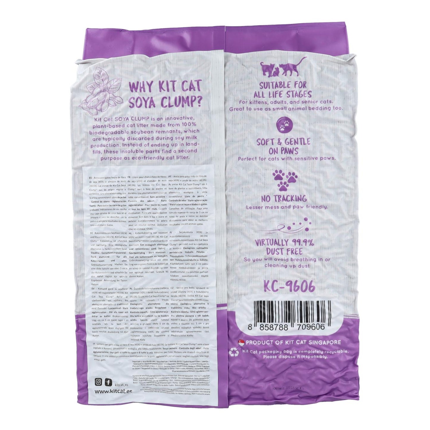 Kit de areia para gatos Eco SoyaClump - Lavanda 7 L