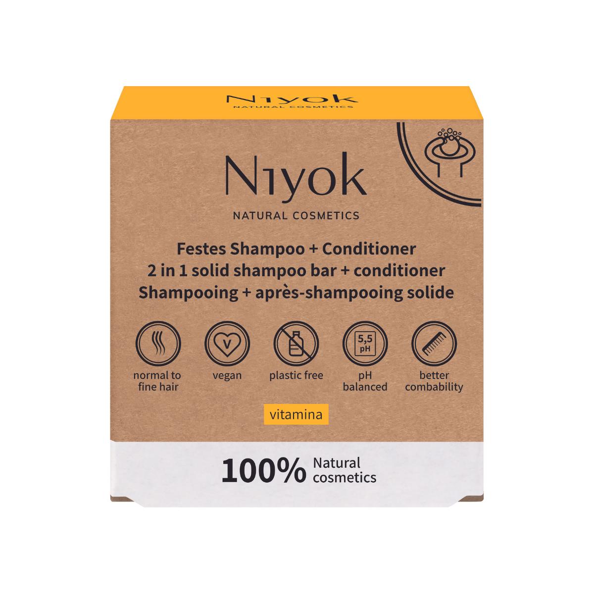 Champô + Condicionador Sólido de Vitaminas Niyok 80 g