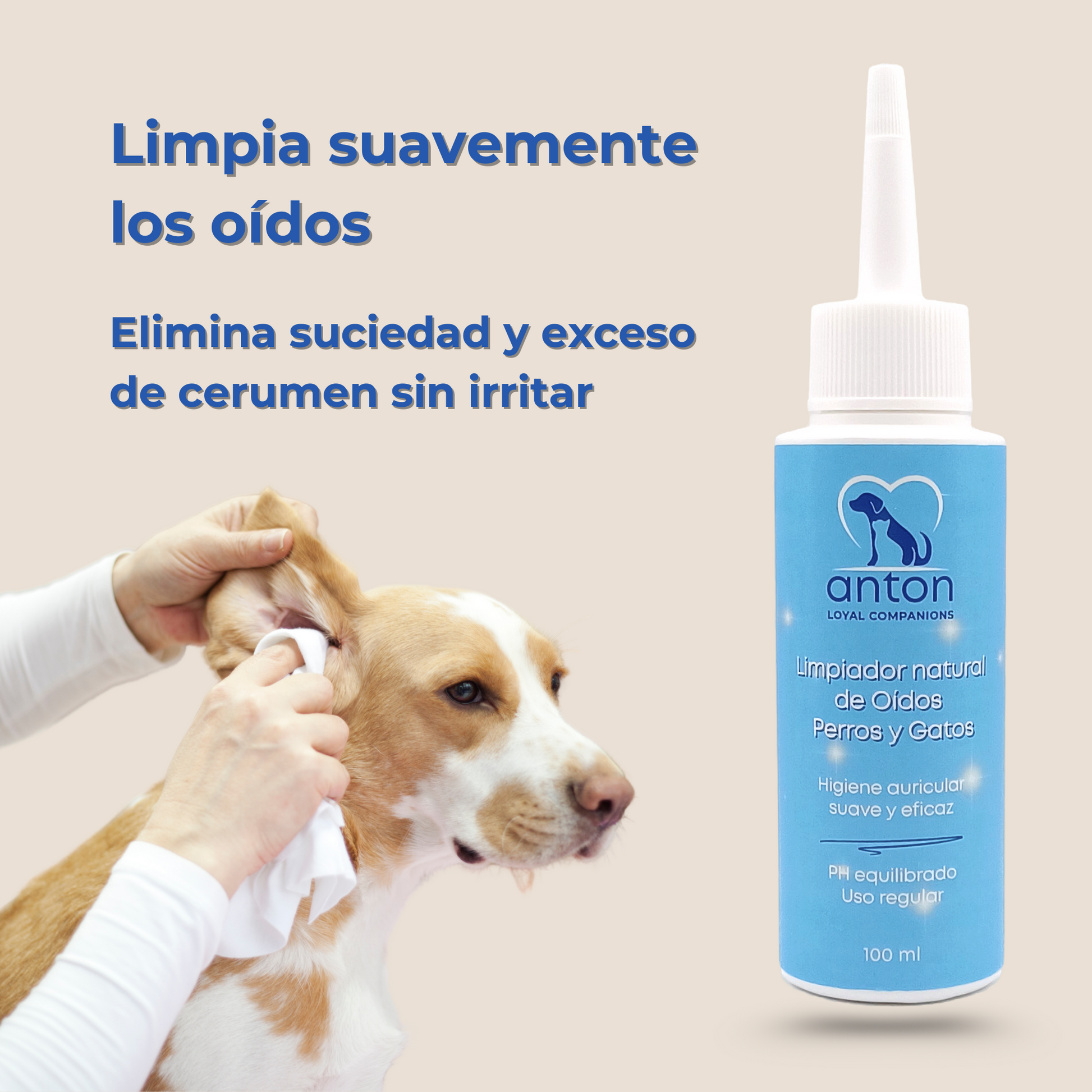 Limpiador natural de orejas y oídos para perros y gatos – 100 ml