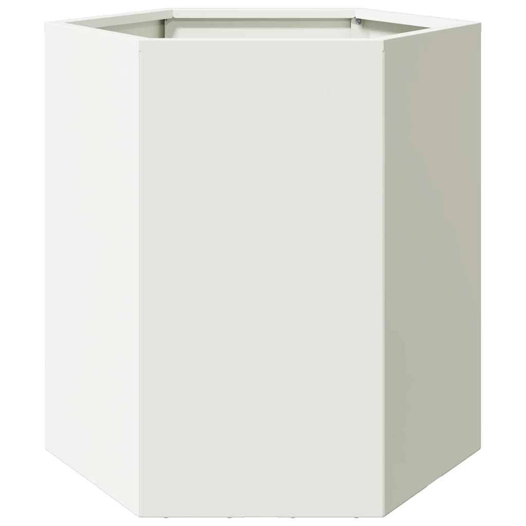 Jardineras Hexagonales 2 Uds Acero Blanco 46x40x45 Cm_5