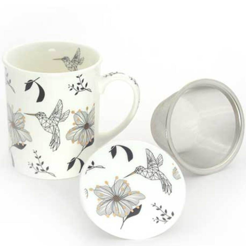 Taza Con Filtro Y Tapa Estampado Colibrí - 250ml_0
