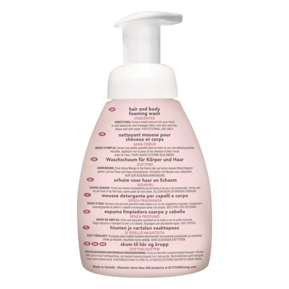 Attitude Champô e Sabonete Líquido 2 em 1 sem Fragrância Eco Baby 295 ml
