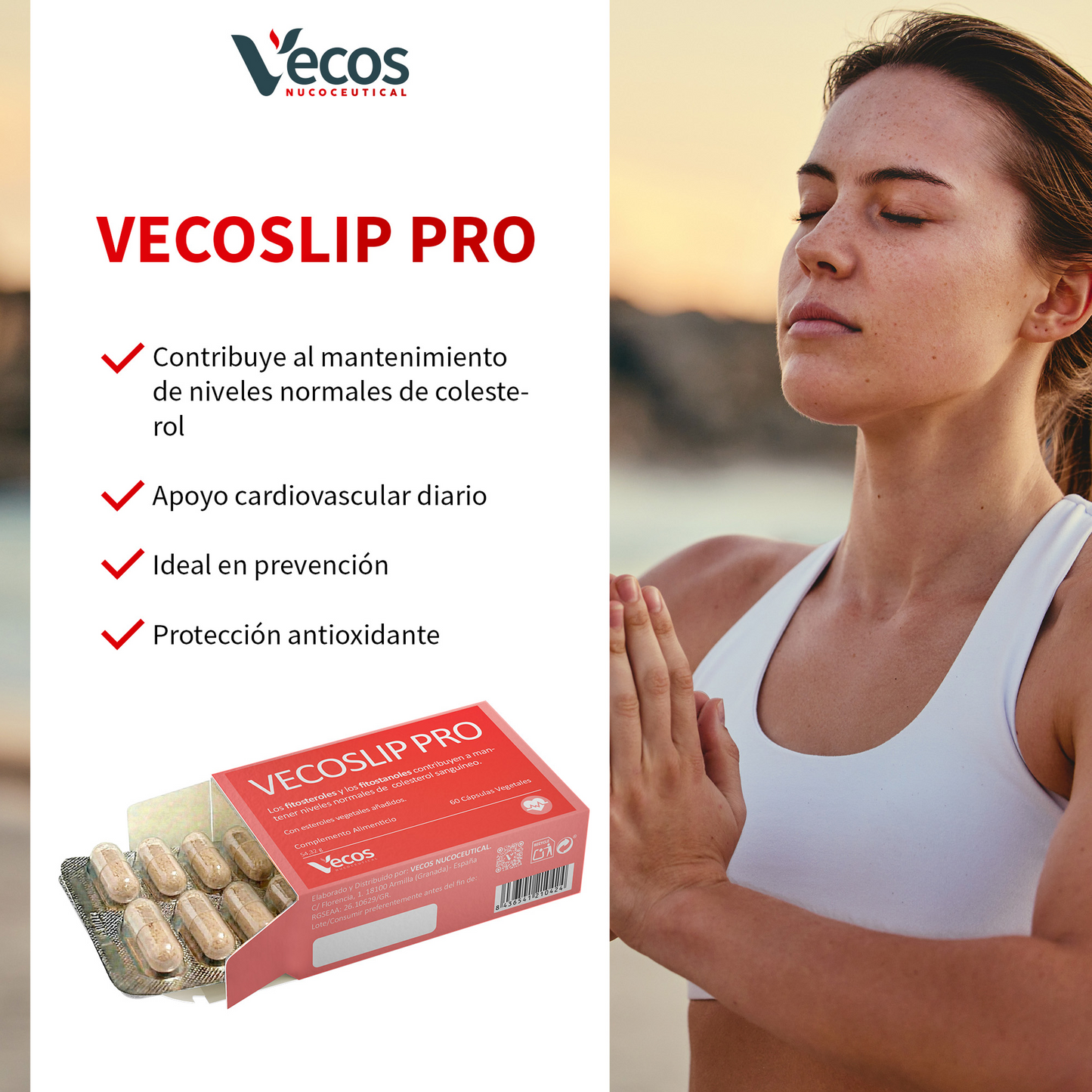 Vecoslip Pro 60 Cápsulas | Control Absoluto De Colesterol | Arroz Rojo, Fitoesteroles Y Coq10_3