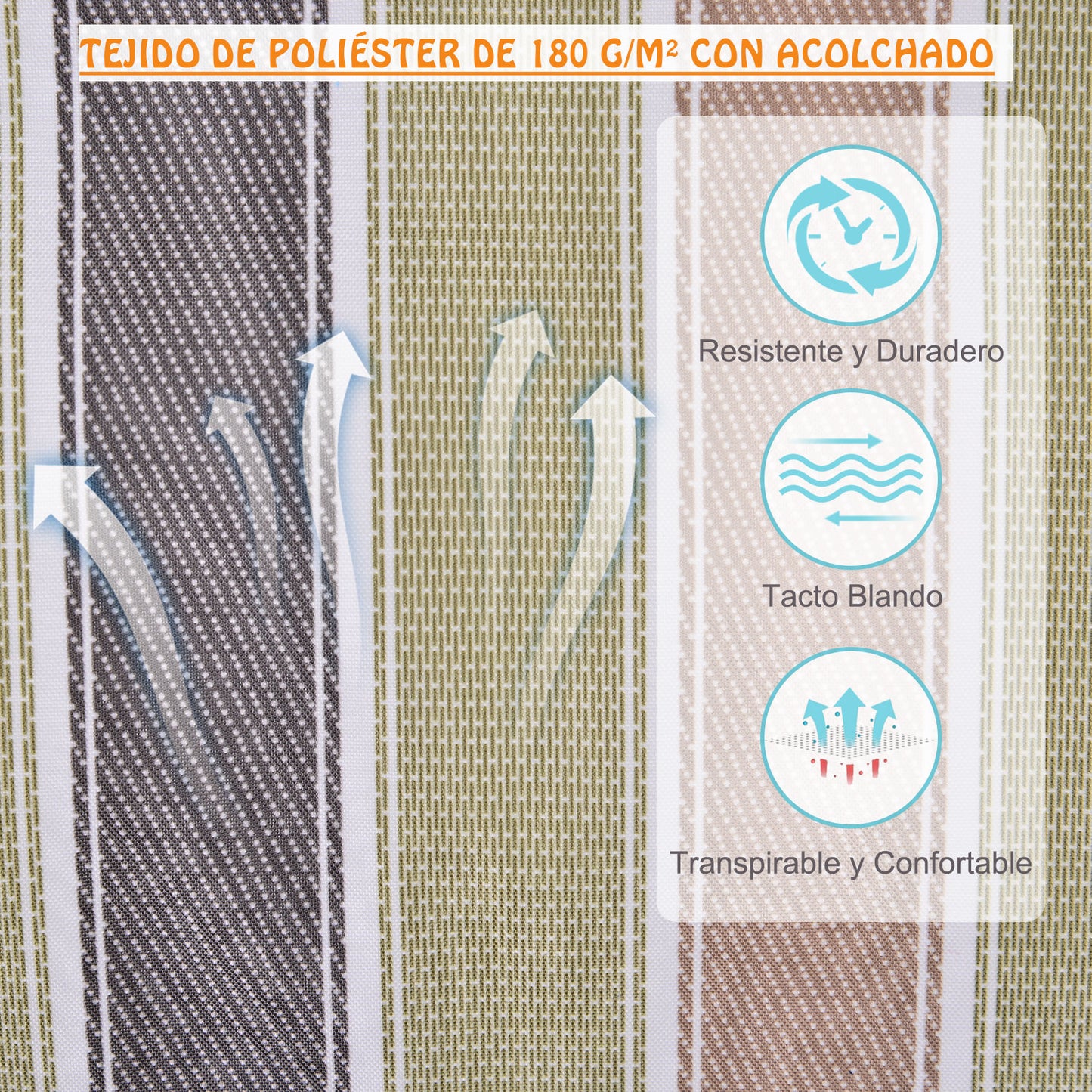 Outsunny Silla Colgante Para Exterior Interior De Rayas 100x106cm Carga 100 Kg_5
