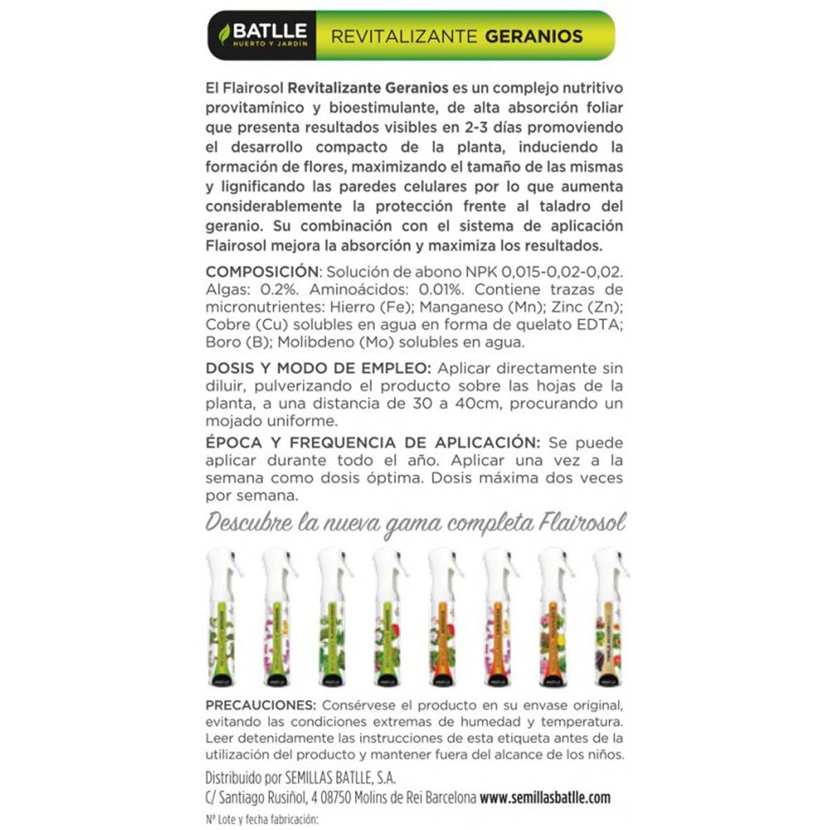 Flairosol Batlle Gerânio Revitalizante 300 ml - Fertilizante foliar