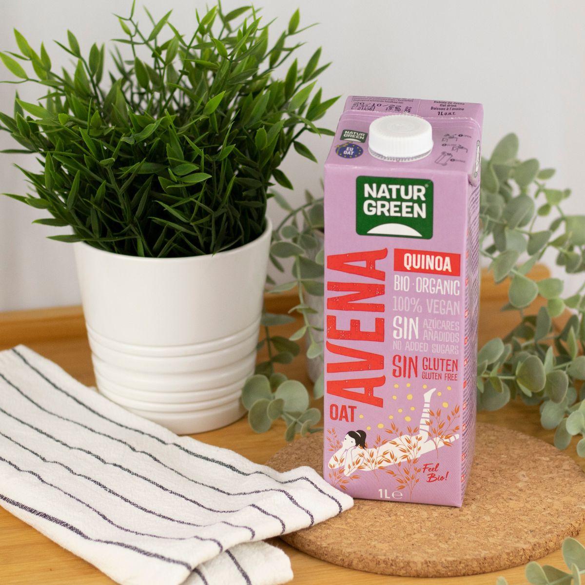 Bebida de aveia e quinoa biológica sem glúten NaturGreen 1 L