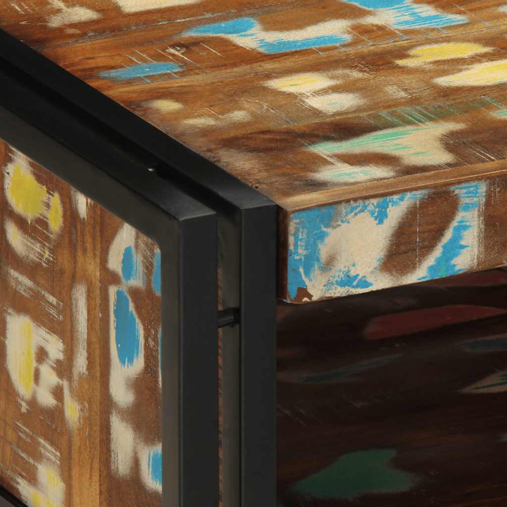 Mesa De Centro Multicolor 50x50x38 Cm Madera Maciza Reciclada_4
