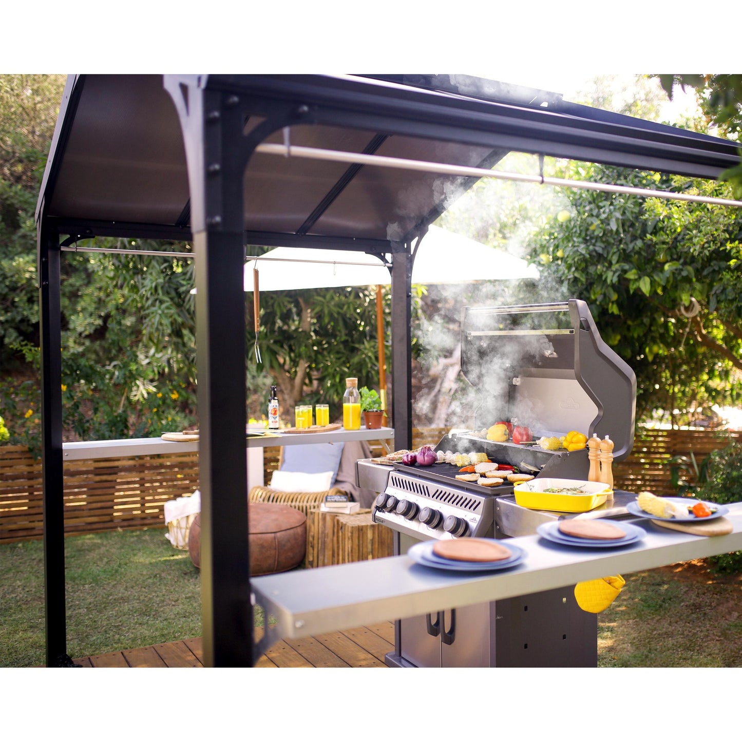 Cobertura de sombra para gazebo em alumínio Austin para churrasqueiras 180x224 cm