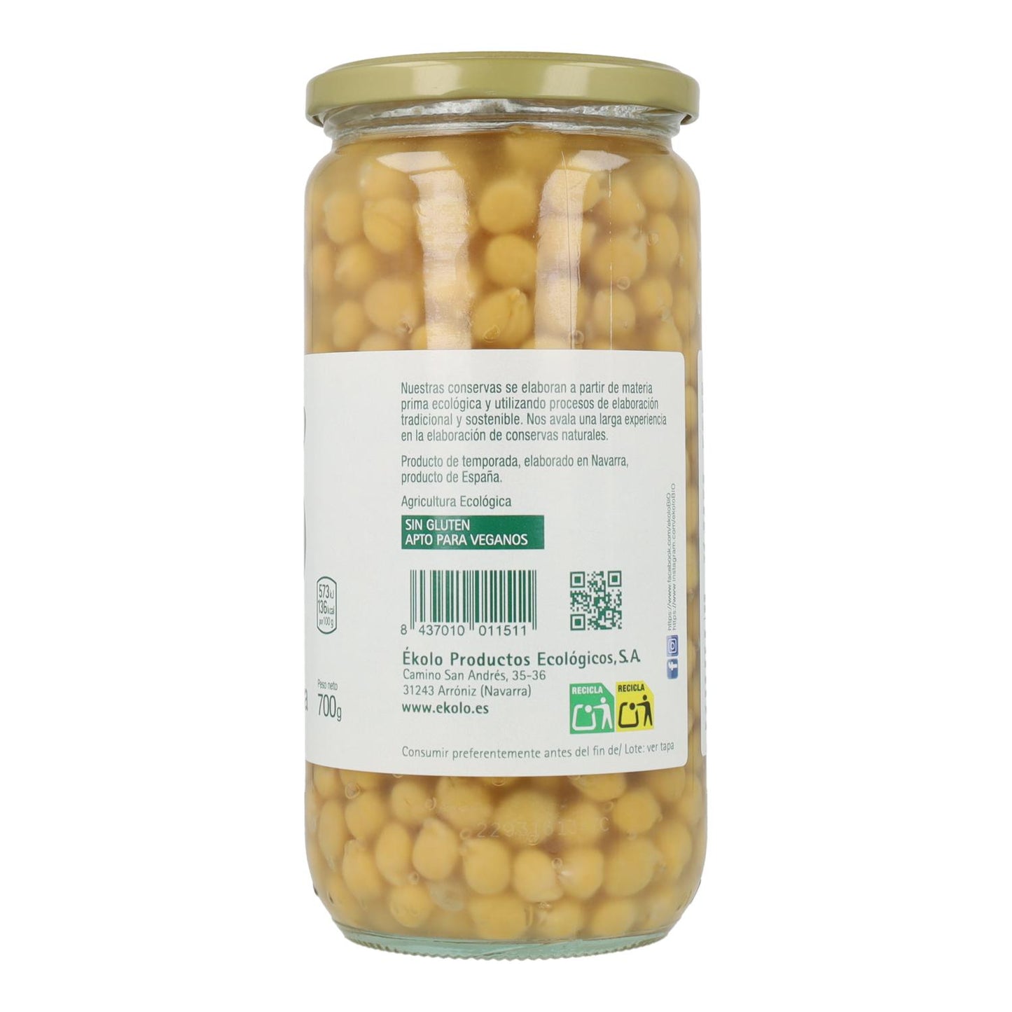 Ékolo Grão de bico biológico extra natural 700 g