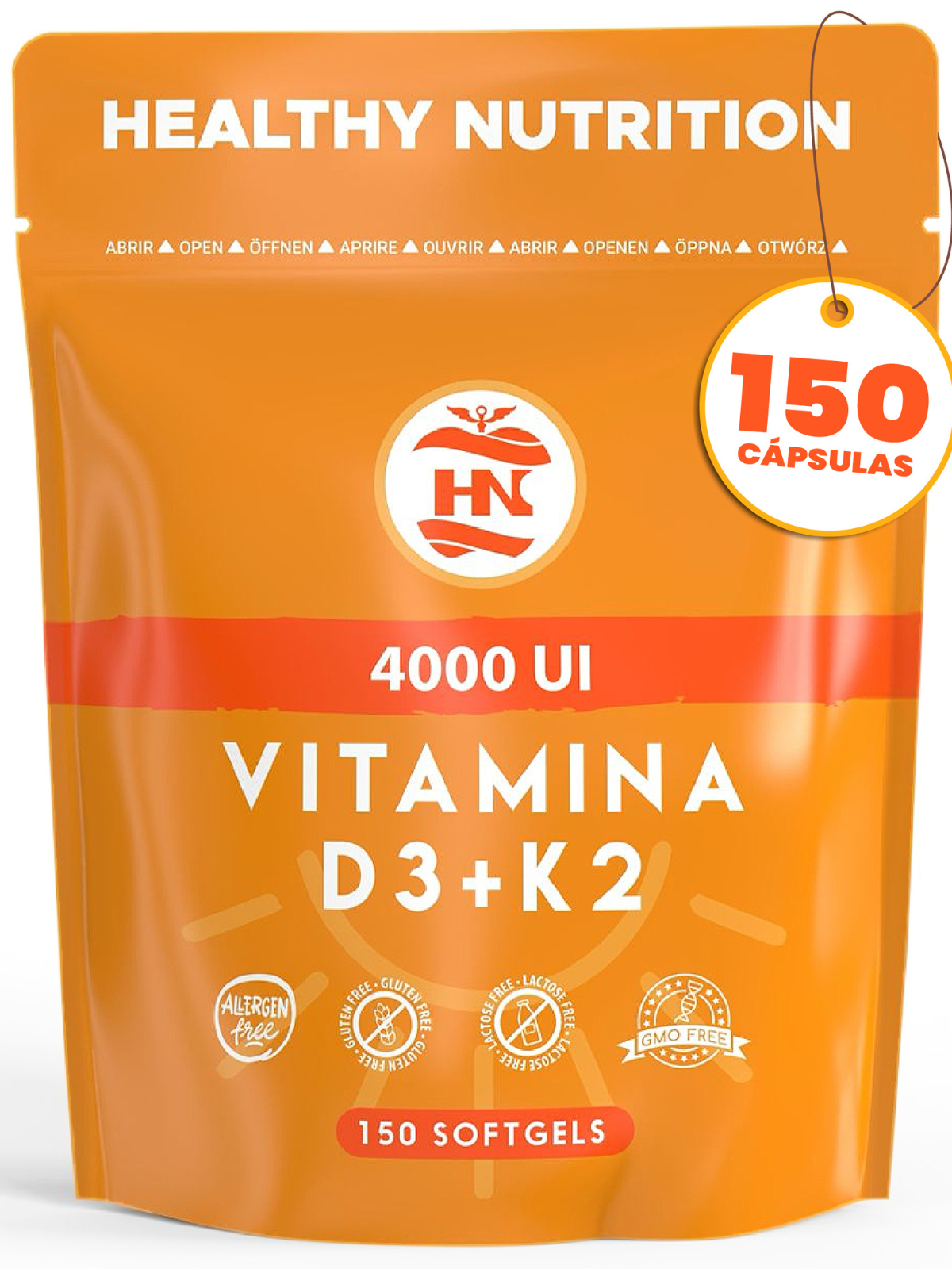Vitamina D (4000 Ui) - 150 Cápsulas De Vitamina D3 K2 – Altamente Concentrada. Favorece La Función Inmunológica Y Ósea_0