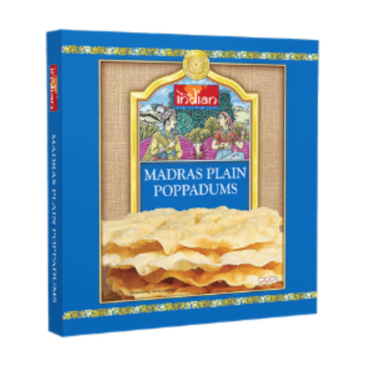 Poppadums naturais verdadeiramente indianos madras 112g