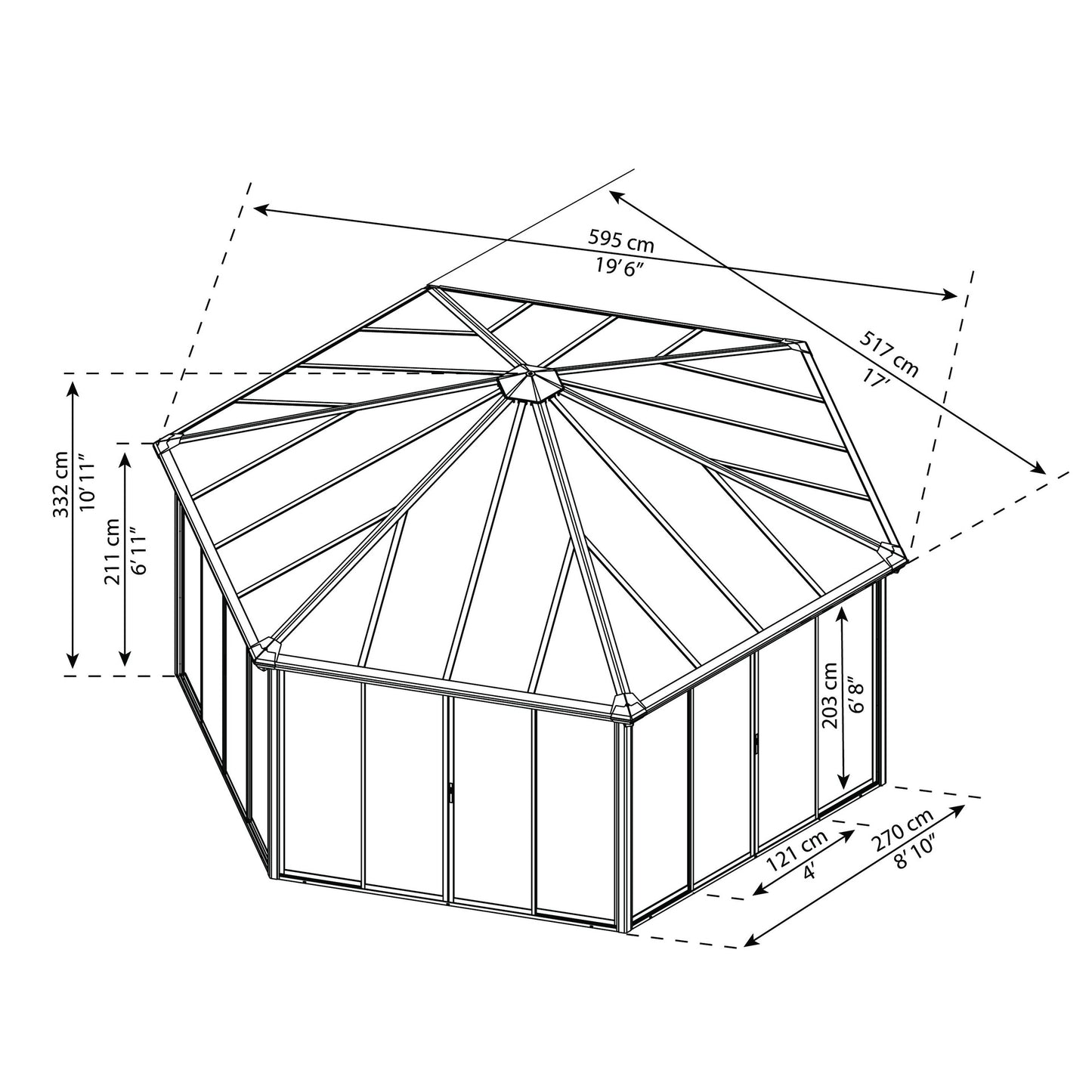 Gazebo hexagonal fechado Garda