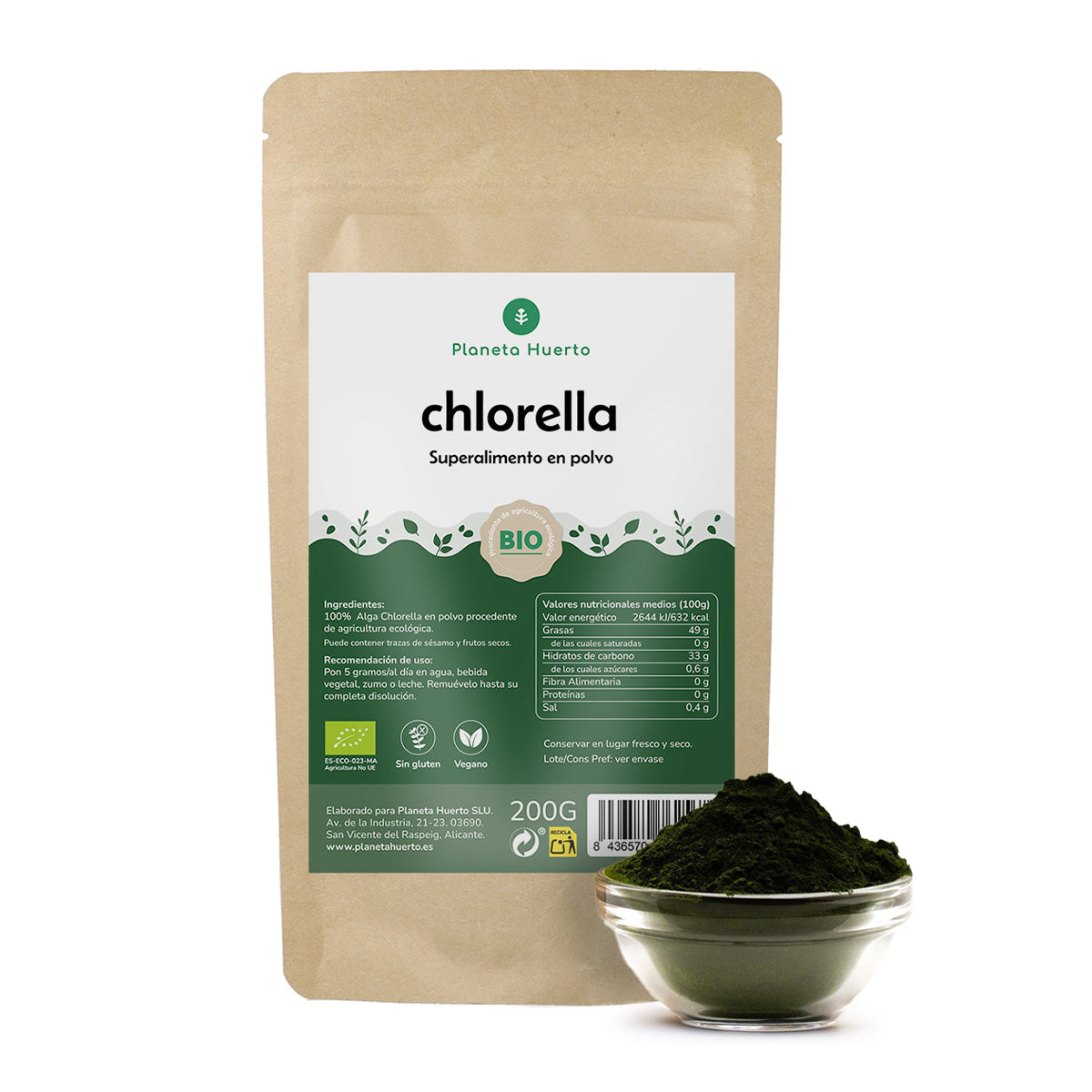 Pó de algas Chlorella ECO Planeta Huerto 200 g