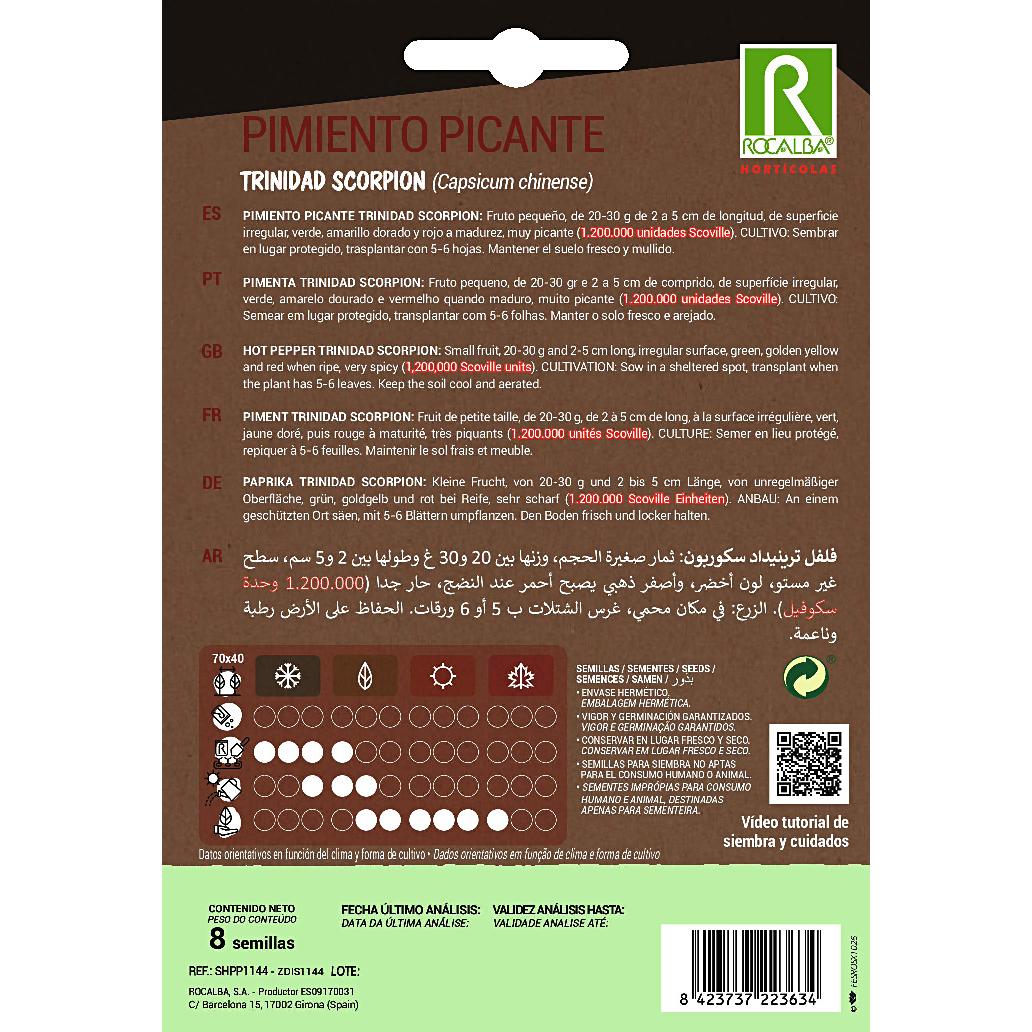 Sementes de pimento Trinidad Scorpion Rocalba