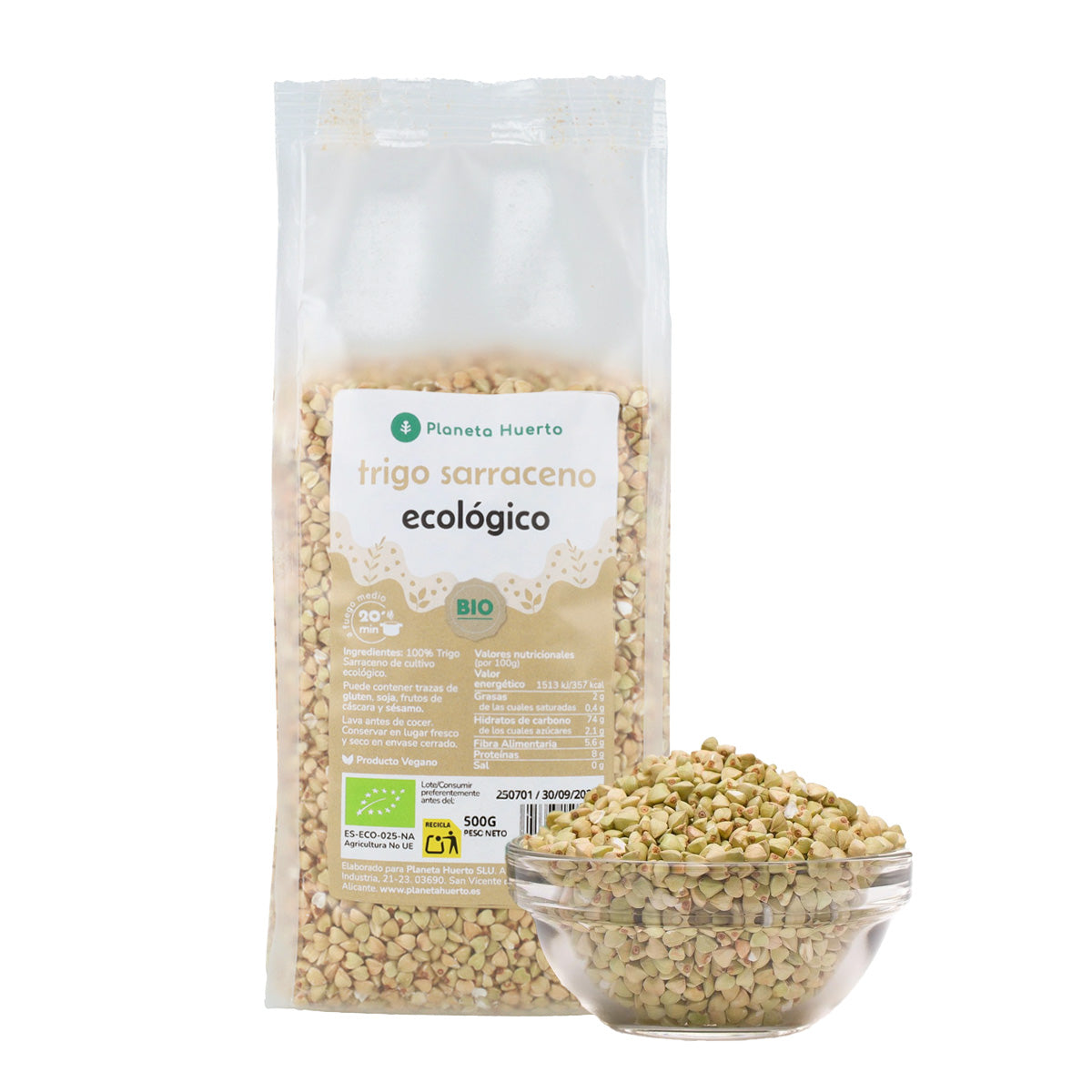 Embalagem de 2x Planeta Huerto ECO Trigo Sarraceno 500 g