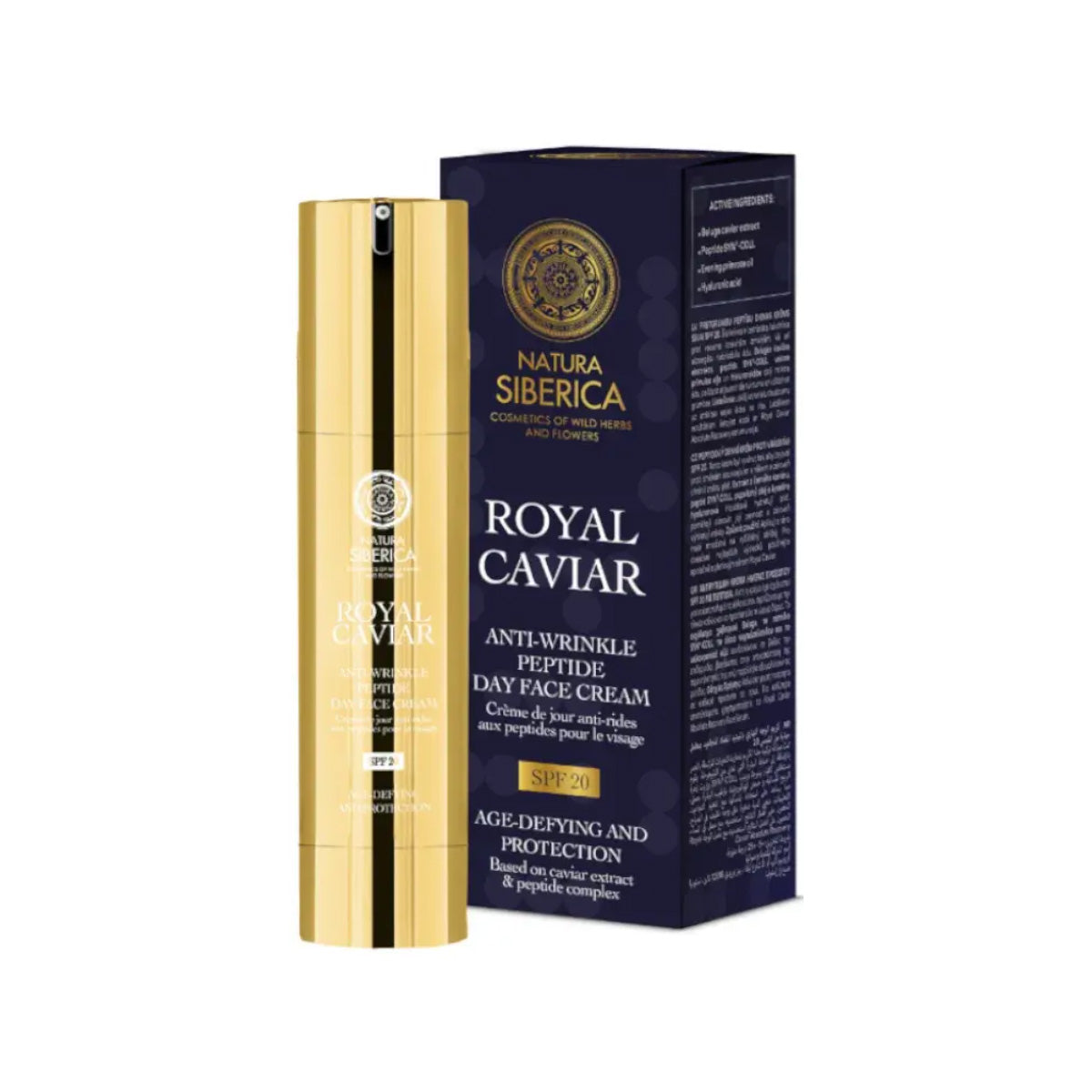 Creme Facial Antirrugas de Dia Royal Caviar com Peptídeos FPS 20, Natura Siberica, 50 ml